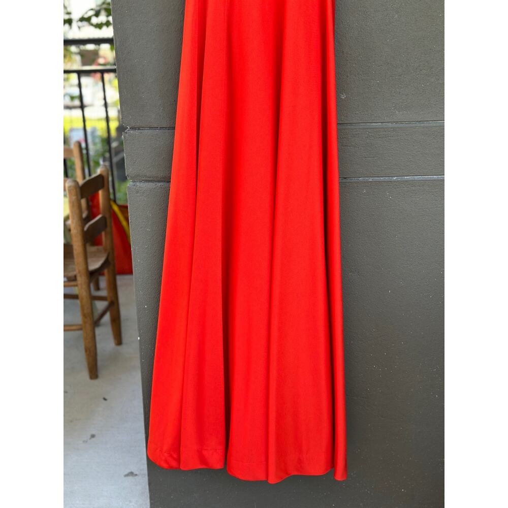 Vintage Joan Leslie Kasper Long Maxi Dress Wmn  8 Red Strappy Halter Formal Gown - Picture 3 of 8